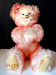 lot 166 image: Mohair Teddy Bear, Breast Cancer Awareness, Heart of Hope, 10 In. Franklin Mint