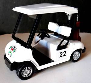 lot 174 image: Kintoy Die-casting 2012 Golf Cart# 22 with Golf Clubs-Its A Pull Back Let-Go