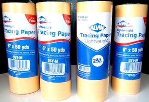 lot 232 image: LOT OF 4 - ALVIN LIGHTWEIGHT TRACING PAPER 6 X 50 YDS - NEW