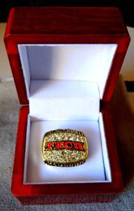lot 253 image: 2008 TEXAS TECH BIG 12 CHAMPIONSHIP RING IN CUSTOM WOOD BOX - SIZE 10 $$
