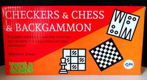 lot 294 image: CHECKERS, CHESS, & BACKGAMMON WITH MAGNETIC BOARD - NEW