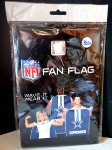 lot 300 image: DALLAS COWBOYS Fan Flag - 31.5 Wide X 47 Long Navy - NIP RETAIL $19.99