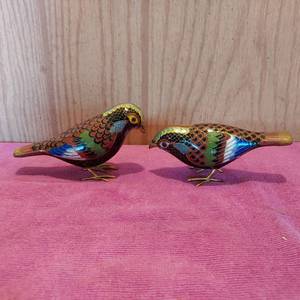 lot 29 image: Pair of Asian style painted birds about 3 tall