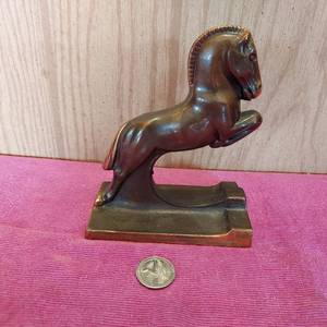 lot 65 image: 5 tall horse sculpture.  possibly bronze.  very heavy for size