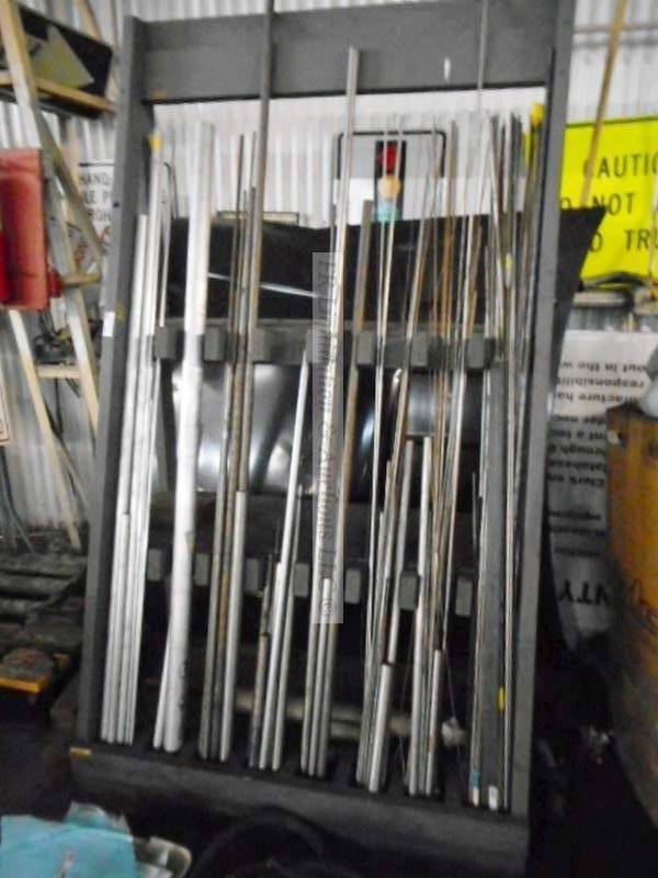 lot 276 image: Linear hardware storage rack with contents