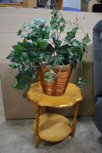 lot 28 image: Artificial Plant Arrangement and Small Side Table
