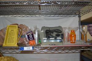 lot 114 image: Rabbit Corkscrew Wine Opener Set, Ceramic Beer Dish and Plastic Drinkware Glasses