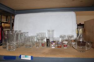 lot 145 image: Heavy Bottom Glass Set and Misc. Glassware