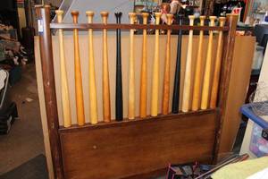 lot 38 image: Full Size Headboard made of Ball Bats