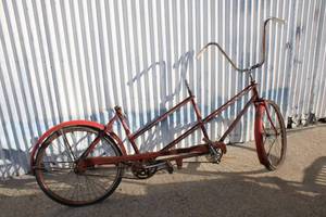 lot 10 image: Vintage Tandem Bicycle by Sears as shown (no seats were found or second handle bar)