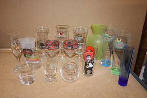 lot 48 image: Souvenir Glasses and Colored Glass Vases