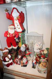 lot 99 image: Christmas Santa and Reindeer Figurines, Snow Globe and More