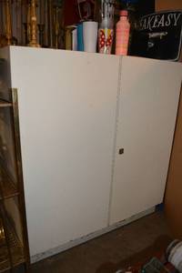lot 142 image: White 2-Door Storage Cabinet with 4 Shelves