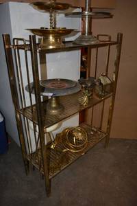 lot 145 image: Brass Cart Stand Only -CONTENTS SOLD SEPARATELY