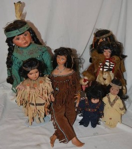 lot 150 image: Porcelain Native American Dolls, see pictures