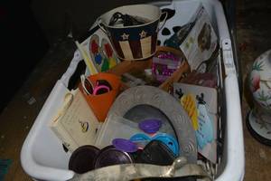 lot 362 image: Misc. Lot Flag Bucket, Apple Basket, and More