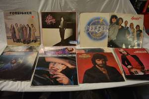 lot 282 image: Music Albums Foreigner, BeeGees, Kenny Loggins, The Cars, and Pink Floyd