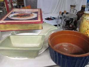 lot 174 image: White Turkey Platter, White Bowls, Americas Best Cookbook