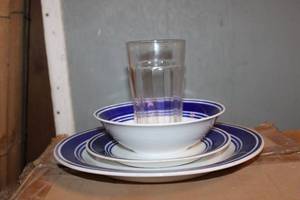 lot 440 image: Gibson Basic Living Cobalt Blue Dinnerware Set  still in Box 32-pcs.