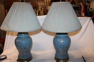 lot 466 image: Pair of Blue Ceramic Table Lamps