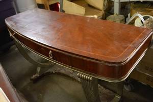 lot 450 image: Wood Table with Curved Front 59.5L x 21W x 36.5H