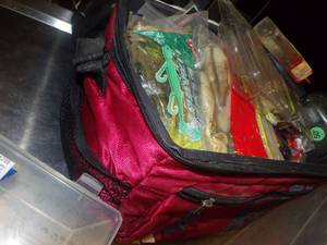lot 298 image: Fishing Lot Lures, Red Insulated Bag