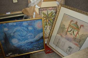 lot 374 image: Artwork Starry Night Print, Flower Print, Gazebo Print