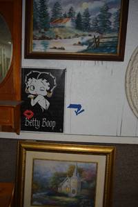 lot 377 image: Artwork Betty Boop Sign, Church Print, Signed Painting