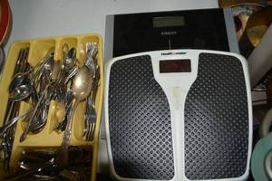 lot 385 image: Silverware Set in Tray, 2 Weight Scales