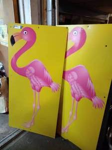 lot 399 image: 2 Metal Flamingo Signs - 3.5 Ft.