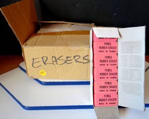lot 151 image: RUBBER PENCIL ERASERS - 216 PCS TOTAL - NEW