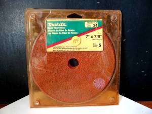 lot 184 image: Makita 7 Abrasive Sanding Discs 24 Grit Resin Fiber - 5 PACK