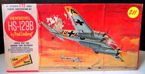 lot 211 image: RARE VINTAGE 172 Scale Model Kit Vintage Lindberg 441 German Ww2 Henschel Hs-129b Destroyer