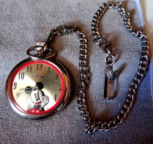 lot 226 image: Disney Special Edition Mickey Mouse Pocket Watch with Chain - WORKS
