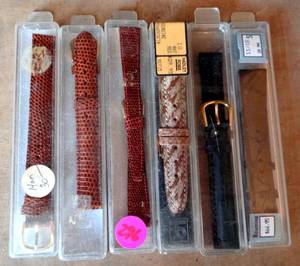 lot 296 image: 6 PIECE LEATHER WATCH BAND - ALL NEW