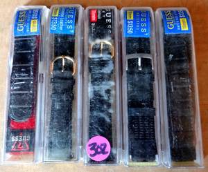 lot 302 image: NEW - GUESS WATCH BANDS 18mm - ALL BLACK  RETAIL $13.50 EACH (5X$)