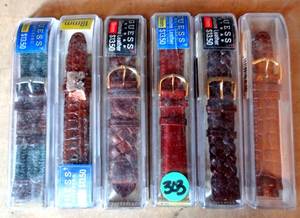 lot 303 image: NEW - GUESS WATCH BANDS 18mm - ALL BROWN LEATHER  RETAIL $13.50 EACH (6X$)