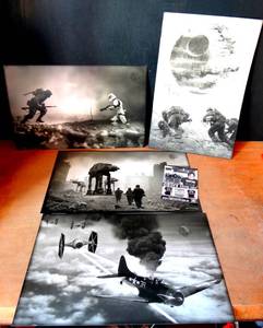 lot 311 image: VERY COOL - IMPALE DESIGNS LOT OF 4 - STAR WARS VS WWII PRINTS (NEW) APPROX 11 X 14