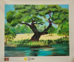 lot 50 image: EXCLUSIVE LIMITED EDITION 3001000 GICLEE ITEM #9027 TREE BY THE LAKE HOUSE BY GLADYS DAVIS. MEASURES 20 X 25. HAS NEVER BEEN FRAMED. CHECK IT OUT