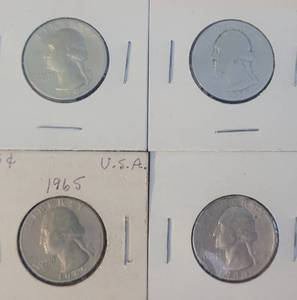 lot 8 image: (4) PRE-1965 SILVER QUARTERS AS SHOWN. (SOLD 4 X THE MONEY)