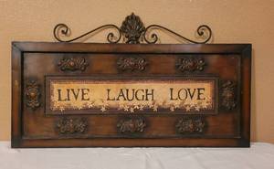 lot 42 image: KIRKLANDS LIVE, LAUGH, LOVE PLAQUE AS SHOWN. APPROX. 37.5 W x 21.5 H.