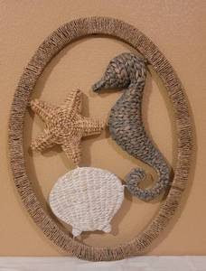 lot 49 image: LARGE 31.5 H x 24 W SEA  BEACH WALL DECOR IN STYLE SHOWN.