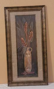 lot 61 image: LARGE 45.5 H x 23.5 W FRAMED WALL ART IN STYLE SHOWN.