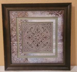 lot 69 image: FRAMED WALL ART DECOR IN STYLE SHOWN. APPROX. 21.5 W x 21.5 H.