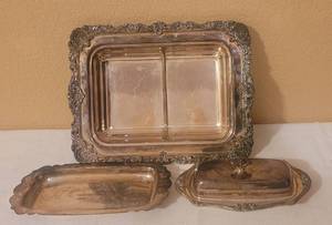 lot 75 image: SIR CHRISTOPHER BY WALLACE SILVERPLATE SEPARATED VEGETABLE DISH AND MORE AS SHOWN.