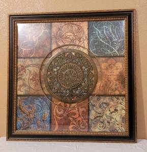 lot 77 image: HUGE 41 W x 41 H SQUARED FRAMED WALL ART IN STYLE SHOWN. CHECK IT OUT