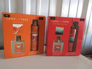 lot 70 image: 2 new sets of Land of free body spray and after shave. Grand canyon and Great smoky mountains
