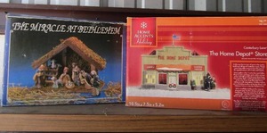 lot 113 image: the miracle at Bethlehem house and people, the home depot store hand painted porcelain