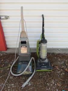 lot 142 image: hoover steam vac with 5 different brush settings, eureka air speed vacuum, unknown working condition