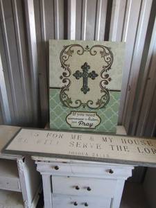 lot 143 image: 2822 Prayer canvas nice condition, 1245 Joshua 2415 metal wall art
